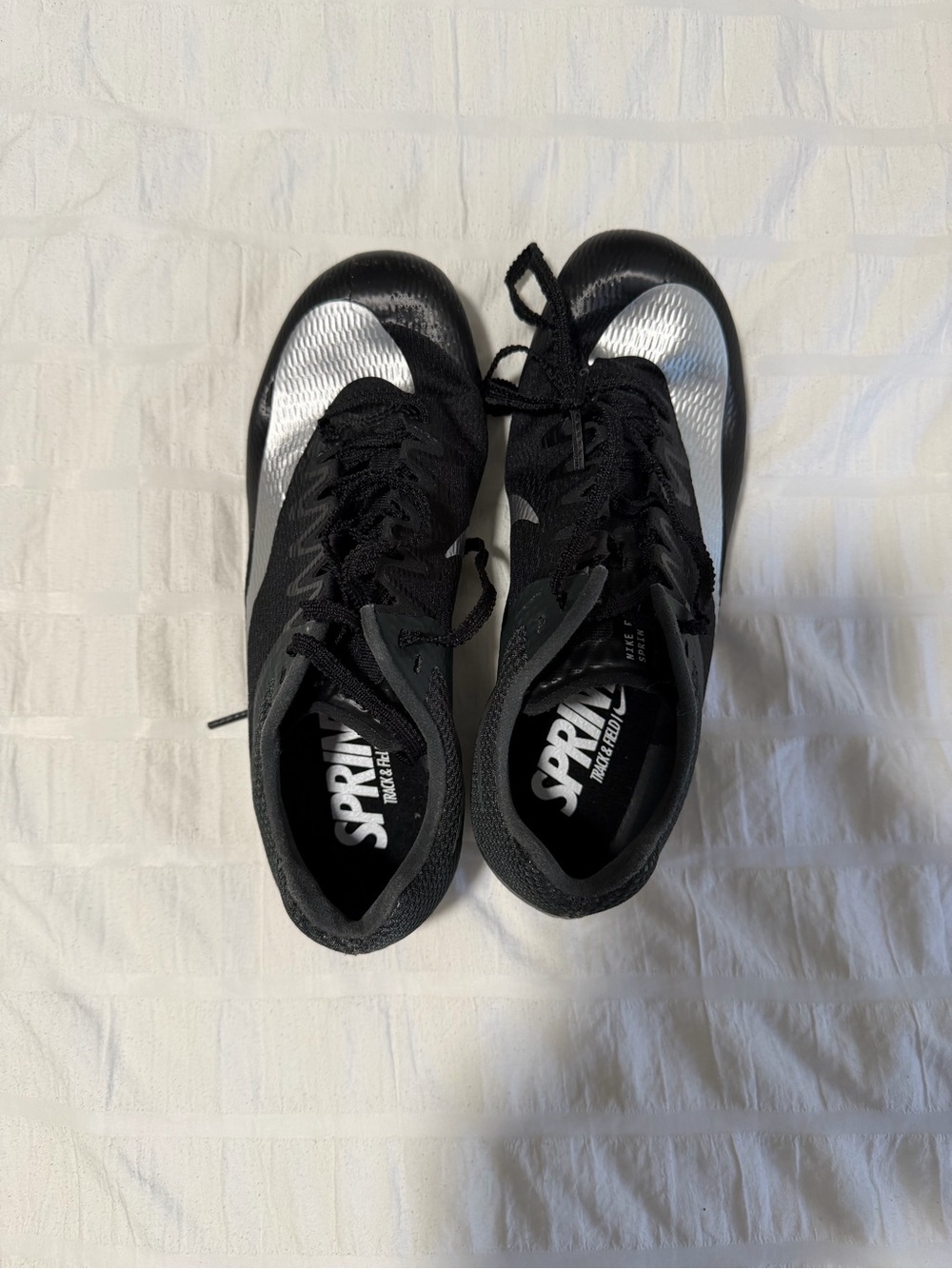 Nike Women's Black and Silver Sprint Spikes